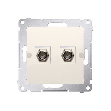 Zásuvka anténní SIMON DASF2.01/41, 2 násobná typ „F”, pro jednotlivé instalace, krémová