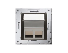 Kryt SIMON 54 DKP2S.01/48, telefonní a datové 2 násobné zásuvky Keystone, zkosený, antracitová metal