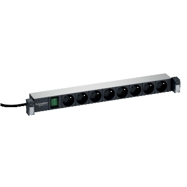 SCHN VDIG162711 Actassi - Napájecí panel, 8x zásuvka s kolíkem, prosvětlený vypínač, přepěťová ochra