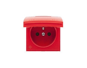Kryt zásuvky SIMON DGZ1BUZP/AB22, IP44, víčko v barvě krytu, antibakteriální, červená