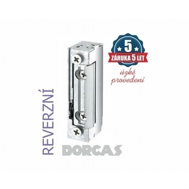 Elektrický zámek DORCAS 41-2N512F: úzký (16 mm), REVERZNÍ; 12V DC