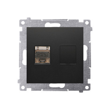 Zásuvka datová SIMON D61E.01/49, stíněná 1 nás. RJ45 kat. 6 s cl., černá mat metalíza