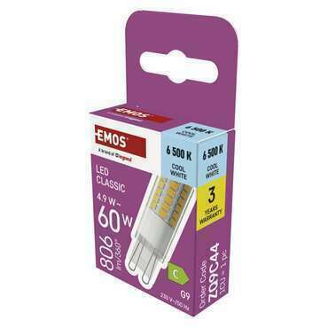 EMOS ZQ9C44 LED CLS JC 4,9W(60W) 806lm G9 CW