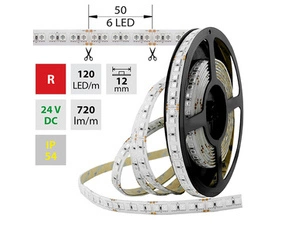 LED pásek MC LED SMD5050 R, 120LED/m, 28,8W/m, 720lm/m, IP54, DC 24V, 12mm, 5m