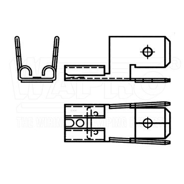wpr9077 ROPL-CH-3T-6308-SN plochý rozvaděč neizolovaný, tvar: křeslo, 3 kolíky, 6,3 x 0,8 mm, mosaz,