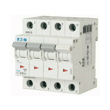 Jistič čtyřpolový EATON 264008 PL7-D32/3N PL7, char D, 3+N-pólový, Icn=10kA, In=32A