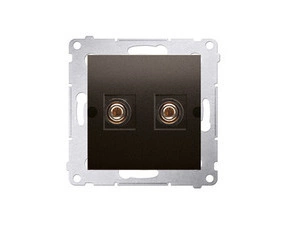 Zásuvka reproduktorová SIMON DGL2.01/46, 1 násobná (přístroj s krytem), hnědá metalizovaná