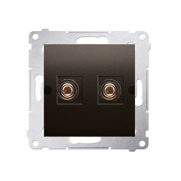 Zásuvka reproduktorová SIMON DGL2.01/46, 1 násobná (přístroj s krytem), hnědá metalizovaná