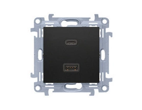 Nabíječka USB SIMON CEC2CAQ.01/49, 2 násobná, 1x USB typ C+1x USB typ A, 30 W, černá matná