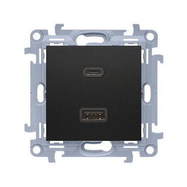 Nabíječka USB SIMON CEC2CAQ.01/49, 2 násobná, 1x USB typ C+1x USB typ A, 30 W, černá matná