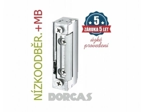 Elektrický zámek DORCAS 41-2ND412F: úzký (16 mm), NÍZKOODBĚROVÝ + MECHANICKÁ BLOKÁDA; 12V DC