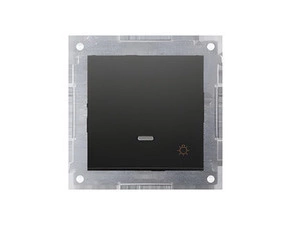 Ovladač zapínací SIMON 54 DS1AL.01/49, s orientačním LED podsvětlením, řazení 1/0So, černá mat metal