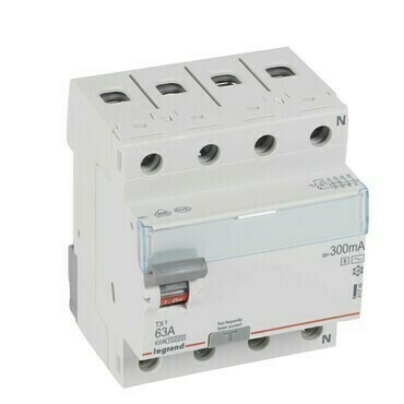 Chránič čtyřpolový LEGRAND 411749 TX3 CHRÁN. 4P 63A 300MA AC-S