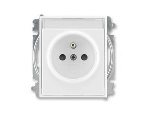 Zásuvka jednonásobná ABB Element 6619E-A06352 03, bílá/bílá, cl., s popis. polem (typ 6619)