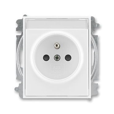 Zásuvka jednonásobná ABB Element 6619E-A06352 03, bílá/bílá, cl., s popis. polem (typ 6619)