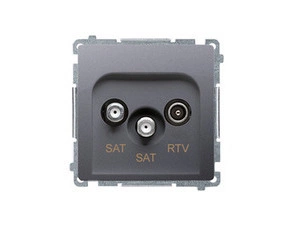 Zásuvka anténní SIMON BMZAR+SAT3.1-P2.01/21, SAT+SAT+RTV, SAT: 5–2400 MHz, RTV:5–862 MHz, ocelová