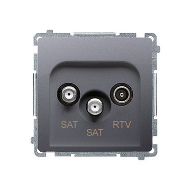 Zásuvka anténní SIMON BMZAR+SAT3.1-P2.01/21, SAT+SAT+RTV, SAT: 5–2400 MHz, RTV:5–862 MHz, ocelová
