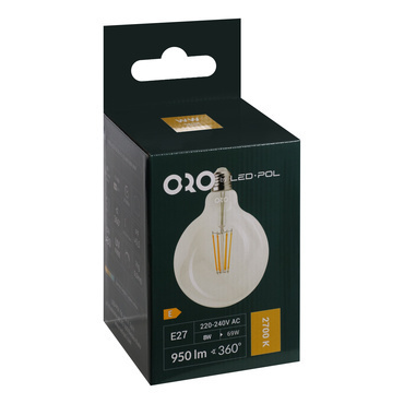 LED filamentová žárovka LED-POL Claro E27 G125 8W teplá bílá