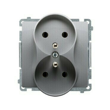 Zásuvka SIMON BMGZ2MZ.01/21, 2 nás, cl., kolíky naproti sobě, 16A/250V~, šr. sv., ocelová