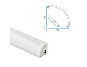 Profil rohový MC LED RS2 16x16mm včetně mléčného difuzoru 2m