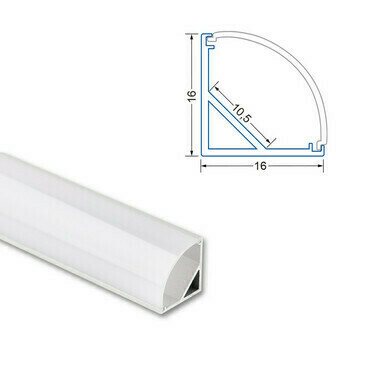 Profil rohový MC LED RS2 16x16mm včetně mléčného difuzoru 2m