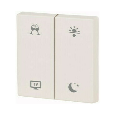 EATON 196844 CWIZ-02/91 Kryt RF tlačítka 2x1/2 55x55mm s potiskem Večeře/TV/Ráno/Večer, Bílá, lesklá