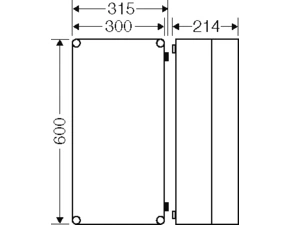 HEN Mi 9410 Prázdná rozvodnice s průhledným víkem na pantech, IP 65, vnější rozměry (š-v-h) 300x600x