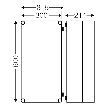 HEN Mi 9410 Prázdná rozvodnice s průhledným víkem na pantech, IP 65, vnější rozměry (š-v-h) 300x600x