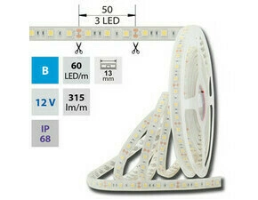 LED pásek MC LED SMD5050 B, 60LED/m, 14,4W/m, 450lm/m, IP68, DC 12V, 13mm, 5m