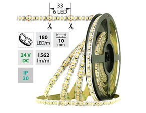 LED pásek MC LED SMD3528FM, 180LED/m, 14,4W/m, 1562lm/m, IP20, DC 24V, 10mm, 50m, potraviny-maso