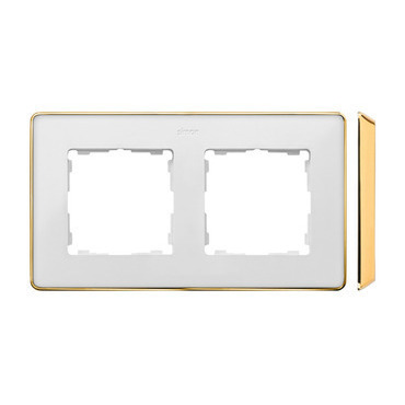SIMON 82 Detail 8201620-245 rámeček 2 - násobný Detail SELECT-kov, bílá / základna zlato