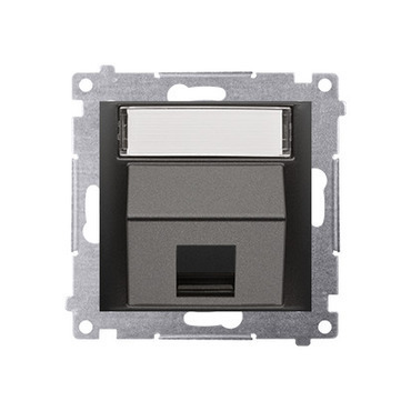 Kryt SIMON DKP1S.01/49, telef. a datové zás. 1 nás., zkosený, s popis. polem, černá mat metalíza