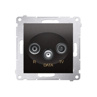 Zásuvka anténní SIMON DAD.01/48, R+TV+DATA, 1x vstup: 5÷862 MHz, antracitová metalizovaná
