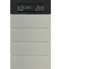 HAG 75664593 Senzor, tlačítkový, 4-násobné s pokoj. termostatem a displejem, B.IQ, ušlecht. nerez. o