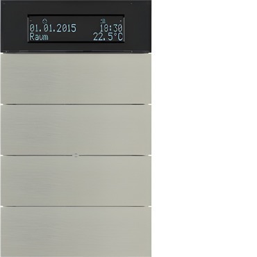 HAG 75664593 Senzor, tlačítkový, 4-násobné s pokoj. termostatem a displejem, B.IQ, ušlecht. nerez. o