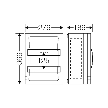 HEN FP 1215 Jističová skříň 2x 12 modulů, bez svorkovnice PE/N, s bočními stěnami