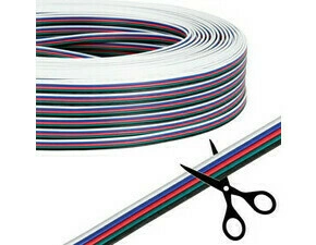 MC LED 5-žilový plochý PVC kabel AWG 20/0,52 mm2, (1,8-9mm), černá/zelená/červená/modrá/bílá