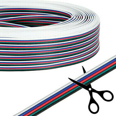 MC LED 5-žilový plochý PVC kabel AWG 20/0,52 mm2, (1,8-9mm), černá/zelená/červená/modrá/bílá