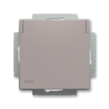 Zásuvka jednonásobná ABB Zoni 6620T-A07995 244, greige, IP 44, s bočn. kontakty, s cl., s víčkem