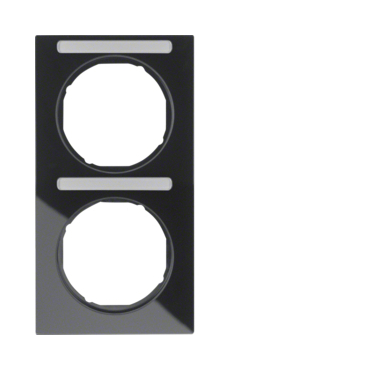 HAG 10122225 Rámeček 2-násobný s popisovým polem, svislý, Berker R.3, černá, lesk