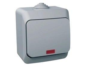 SCHN WDE000614 Cedar Plus IP44 - Spínač jednopólový s orientační kontrolkou řazení 1So, šedý