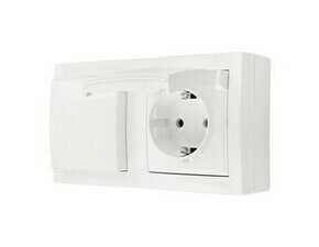 Zásuvka SIMON AQUACLICK ACGSZ21CZ/11, 2 nás., Schuko, cl., IP44, 16A/250V~, bezšr. sv., bílá