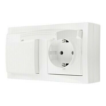 Zásuvka SIMON AQUACLICK ACGSZ21CZ/11, 2 nás., Schuko, cl., IP44, 16A/250V~, bezšr. sv., bílá