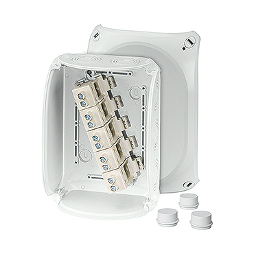 HEN DK 1616 GZ Krabcová rozvodka pro vnitřní a venkovní chráněné instalace IP 55/IP 66, se svorkovni