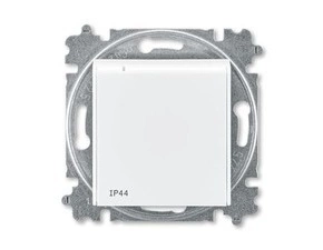 Zásuvka jednonásobná ABB LEVIT 6619H-A06997 03, clonky, víčko, IP44, bílá