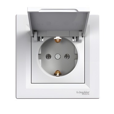 SCHN EPH3100121 Asfora - Zásuvka SCHUKO 250V 16A s víčkem, bílá