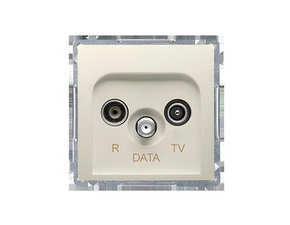 Zásuvka anténní SIMON BASIC BMAD.01/12, R+TV+DATA (přístroj s krytem), 1x vstup: 5–862 MHz, béžová