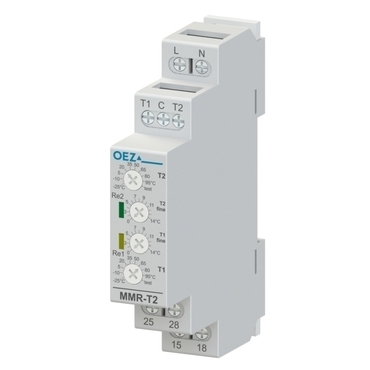OEZ:43248 MMR-T2-200-A230 Teplotní relé sledování dvou teplot, 2x zapínací kontakt 16 A, Uc AC 230 V