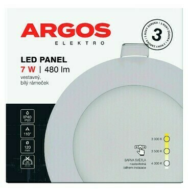 LED svítidlo vestavné ARGOS 7W, 480lm, IP40/20, CCT, kruhové, bílé