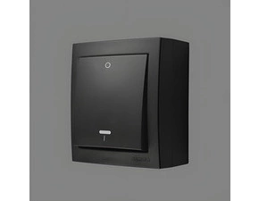 Spínač dvoupólový SIMON AQUACLICK ACW2L/49, IP44, s podsv., ř.2So, 10A/250V~, šr. sv., černá mat